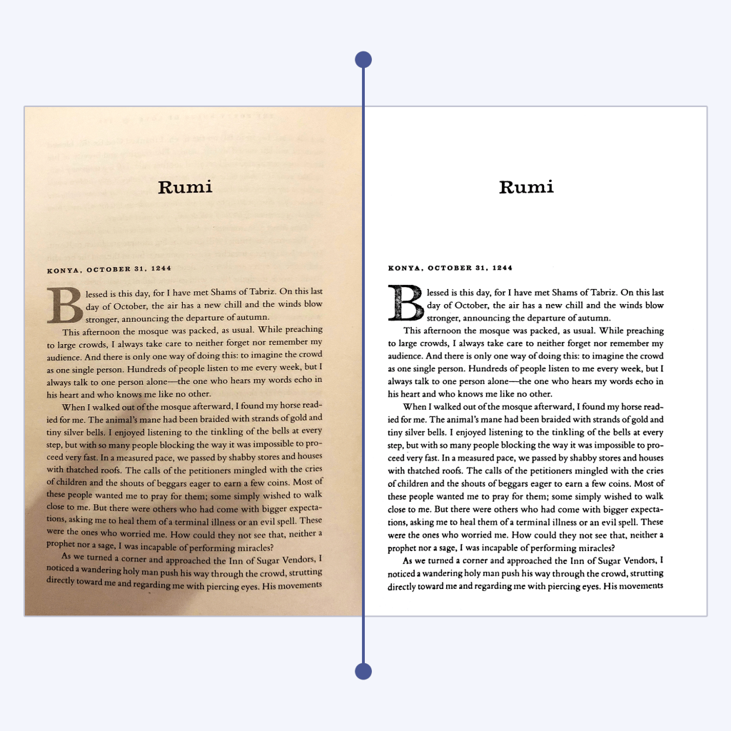 How to Make Your Scanned Docs Look Perfect: remove shadows by switching the color scheme to B&W