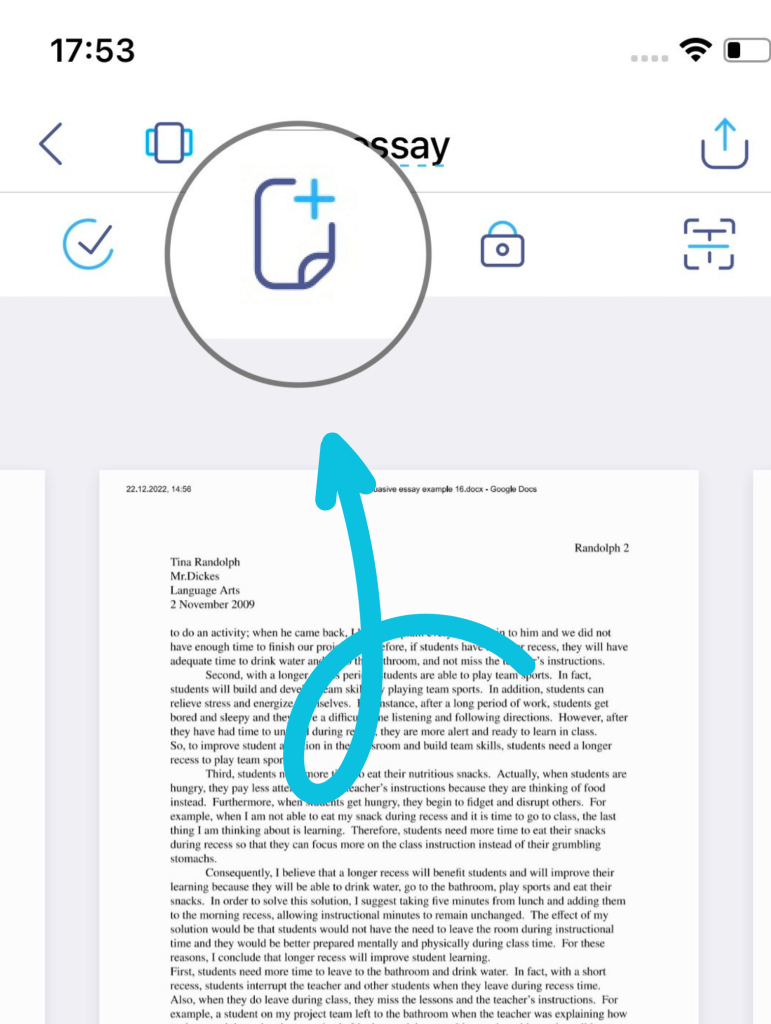 how to insert a page into a PDF document: tap the Insert Page button