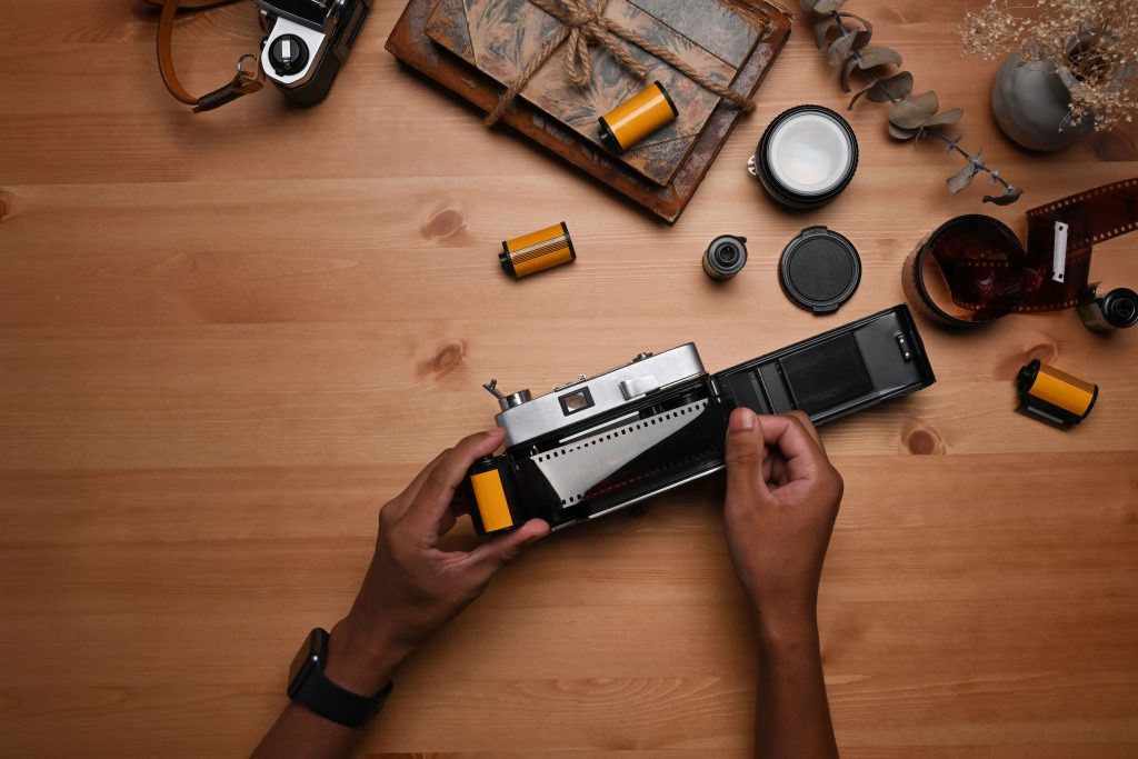 Great gifts for small business owners include an analog photo camera.