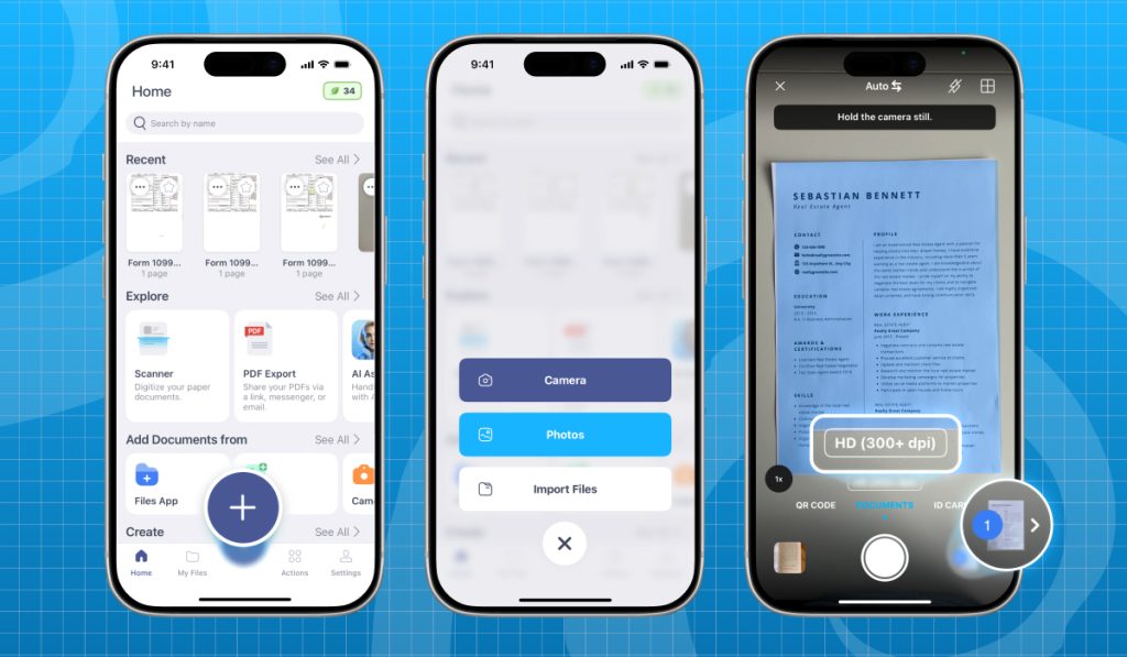 here's how to scan a document in iScanner in three steps